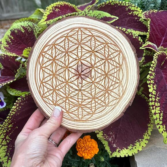 Wooden Crystal Grid Flower of Life for Altar Decor Accessories Sacred Geometry - Picture 4 of 8